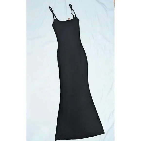 NWT SKIMS Soft Lounge Long Slip Dress Black Onyx Size M - Picture 2 of 7